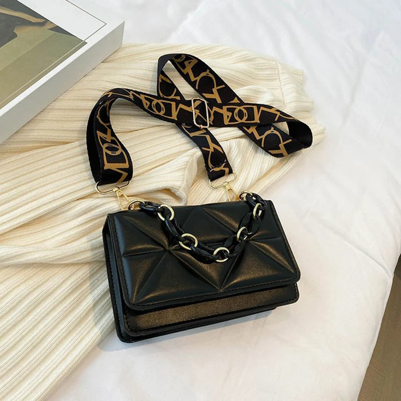 Fashion Women Shoulder Bag Handbags PU Leather Flap Female Large Capacity Metal Chain Casual Crossobdy Clutch Pouch