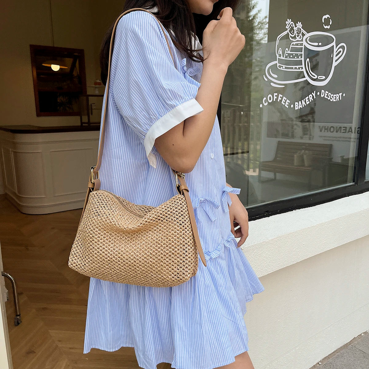 Handbags handbags for women luxury handbags for women Summer niche high sense one shoulder grass woven bag girl 2025