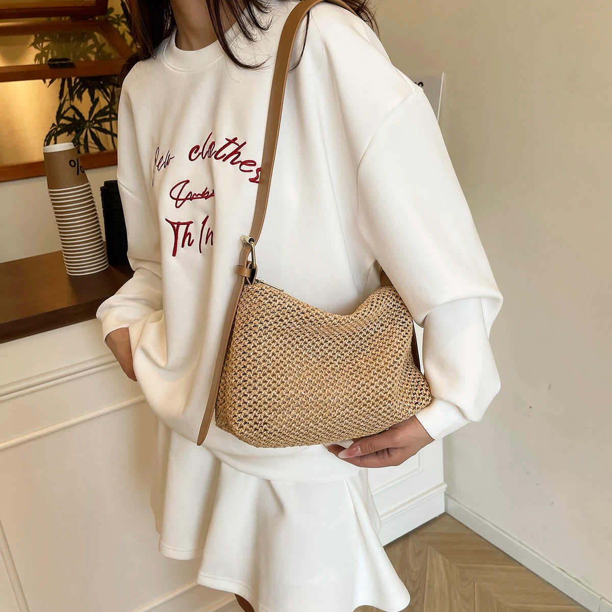 Handbags handbags for women luxury handbags for women Summer niche high sense one shoulder grass woven bag girl 2025