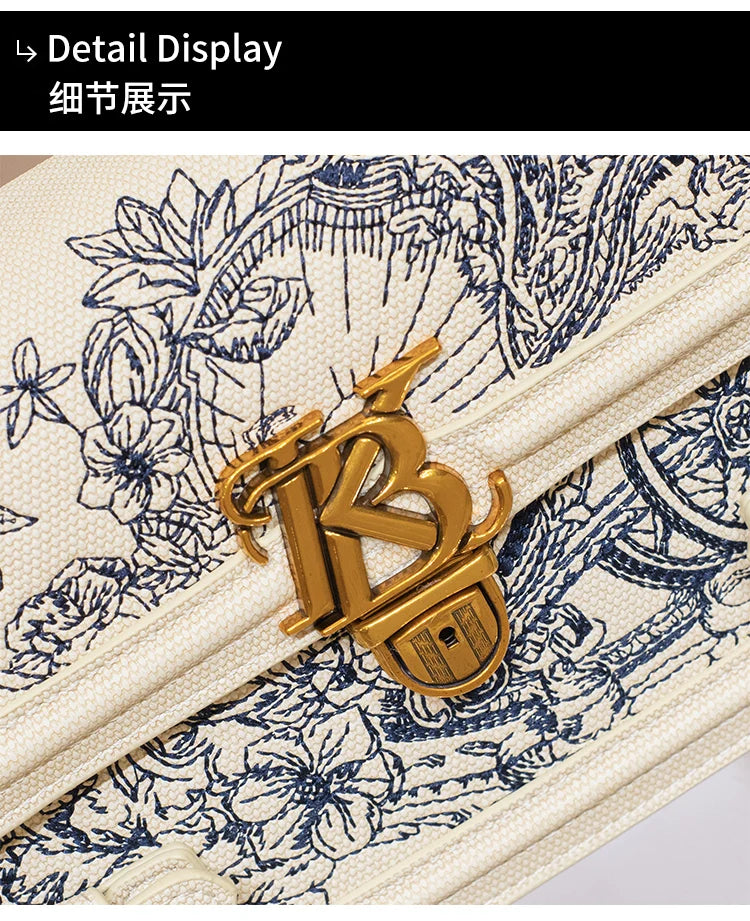 Women's handbag, handbag, women's 2024 new high-end texture summer designer single shoulder crossbody embroidered square bag