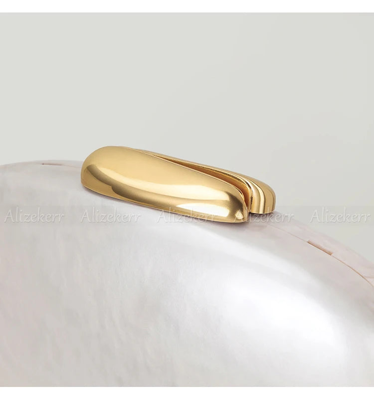 Alizekerr Oval Shaped Acrylic Evening Handbags For Wedding Party Women Boutique Elegant Clutch Purses Ladies Chain Shoulder Bags