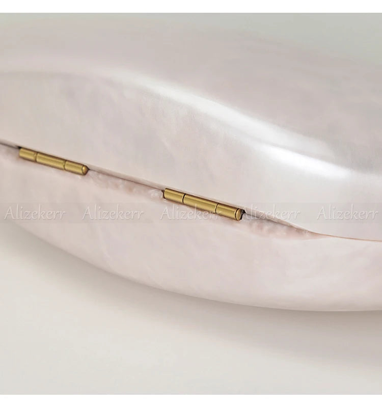 Alizekerr Oval Shaped Acrylic Evening Handbags For Wedding Party Women Boutique Elegant Clutch Purses Ladies Chain Shoulder Bags