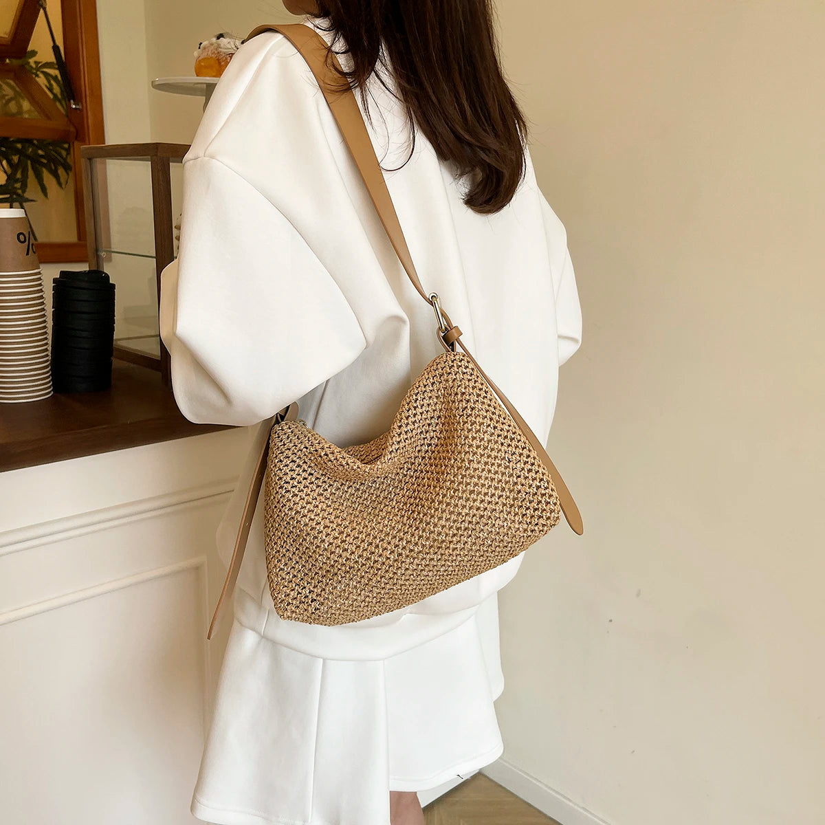 Handbags handbags for women luxury handbags for women Summer niche high sense one shoulder grass woven bag girl 2025