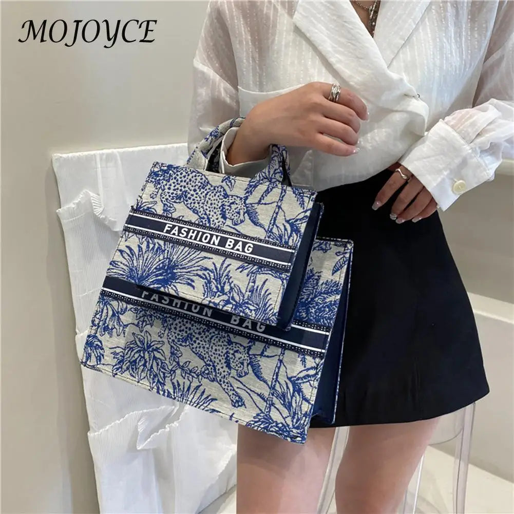 Fashion Ladies Canvas Printing Top-handle Tote Bag Female Casual Printing Creative Design Large Capacity Handbags