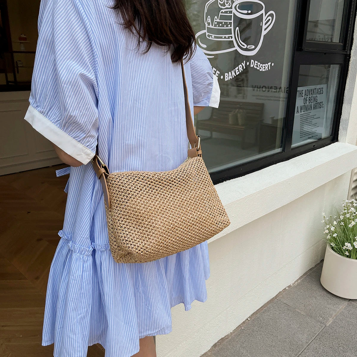 Handbags handbags for women luxury handbags for women Summer niche high sense one shoulder grass woven bag girl 2025