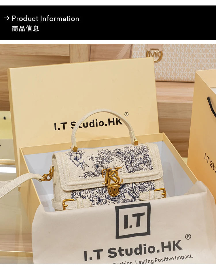 Women's handbag, handbag, women's 2024 new high-end texture summer designer single shoulder crossbody embroidered square bag