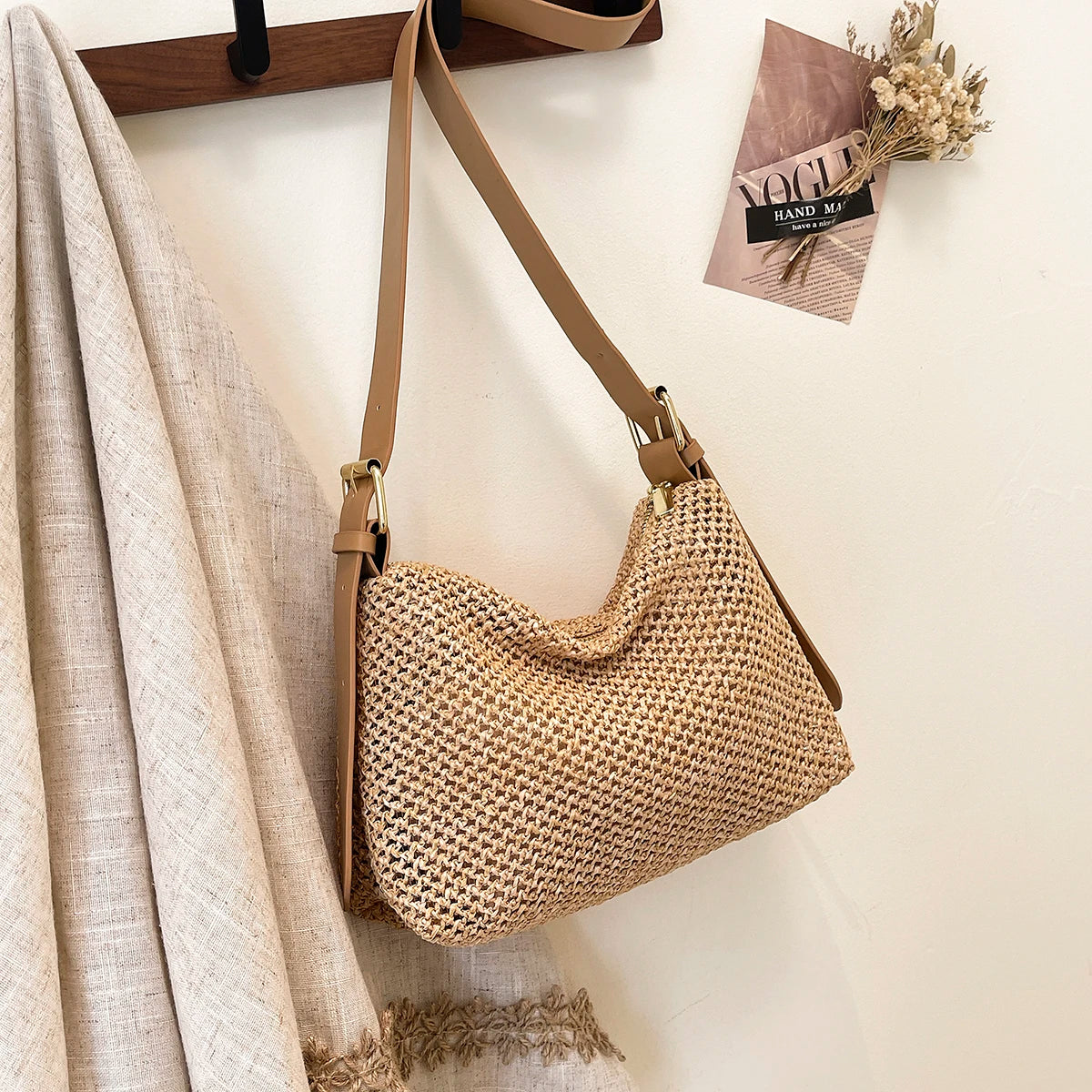 Handbags handbags for women luxury handbags for women Summer niche high sense one shoulder grass woven bag girl 2025