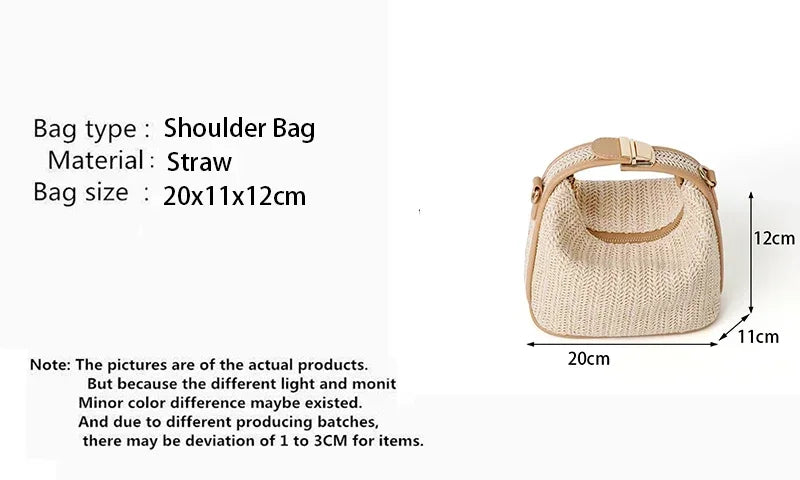 Yogodlns Summer Small Straw Handbag Trendy Shoulder Bag Woven Bucket Crossbody Bag Casual Seaside Beach Bag Gilrs Handle Tote