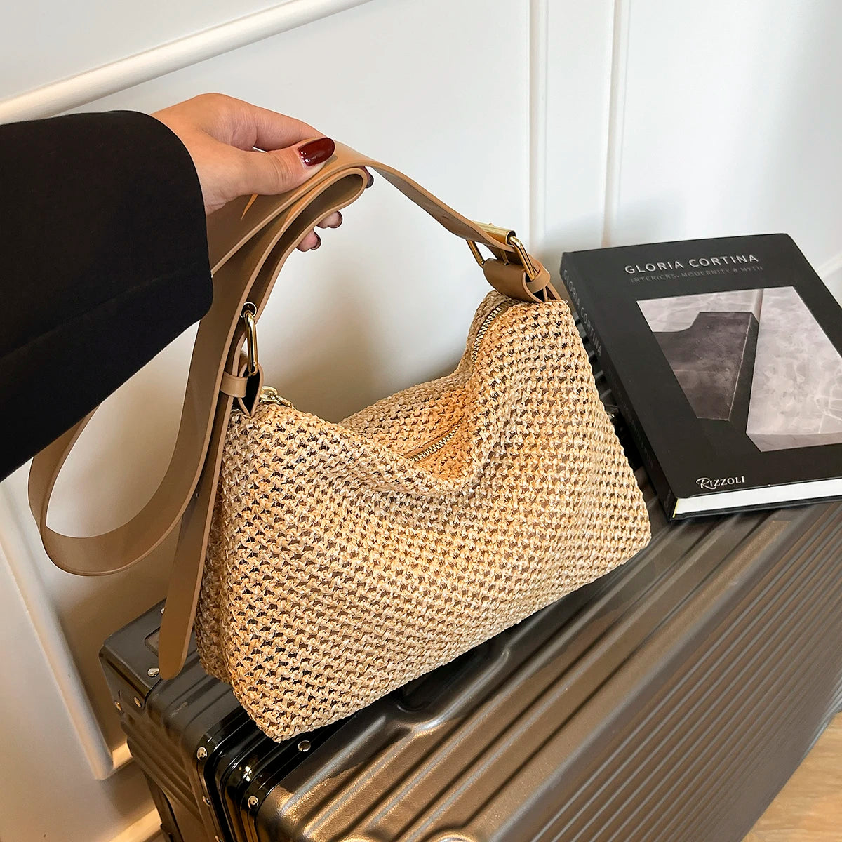 Handbags handbags for women luxury handbags for women Summer niche high sense one shoulder grass woven bag girl 2025