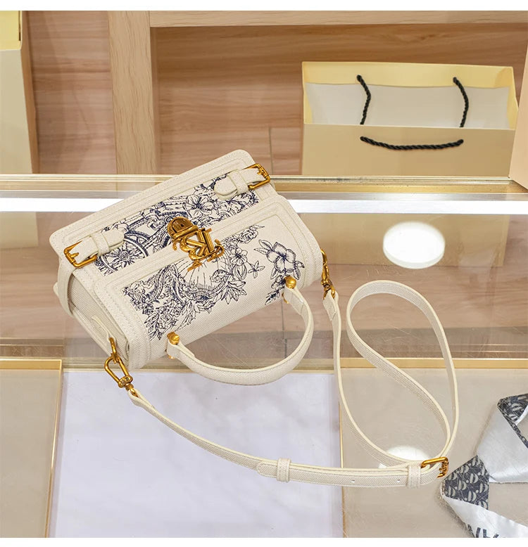 Women's handbag, handbag, women's 2024 new high-end texture summer designer single shoulder crossbody embroidered square bag