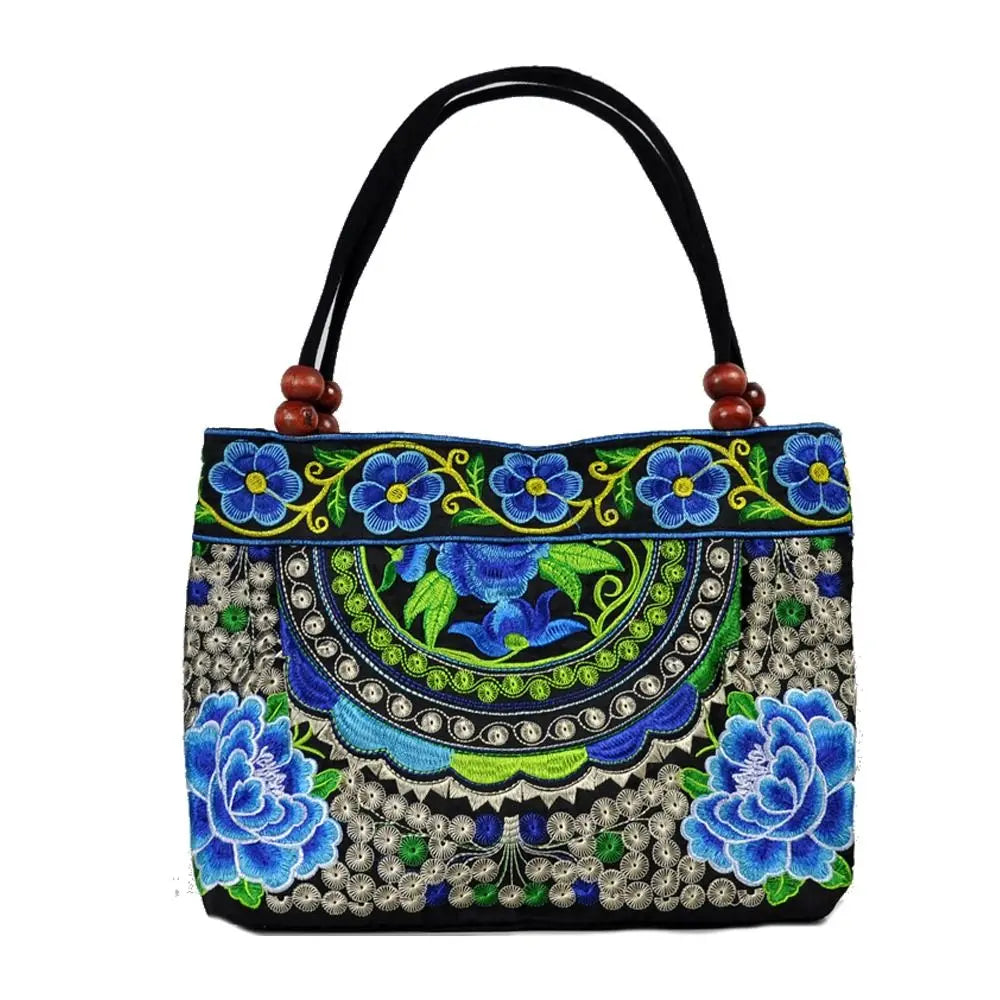 Fashion Embroidered Women's Canvas Handbags Ethnic Floral Embroidered Women's Handbags Bucket Bag