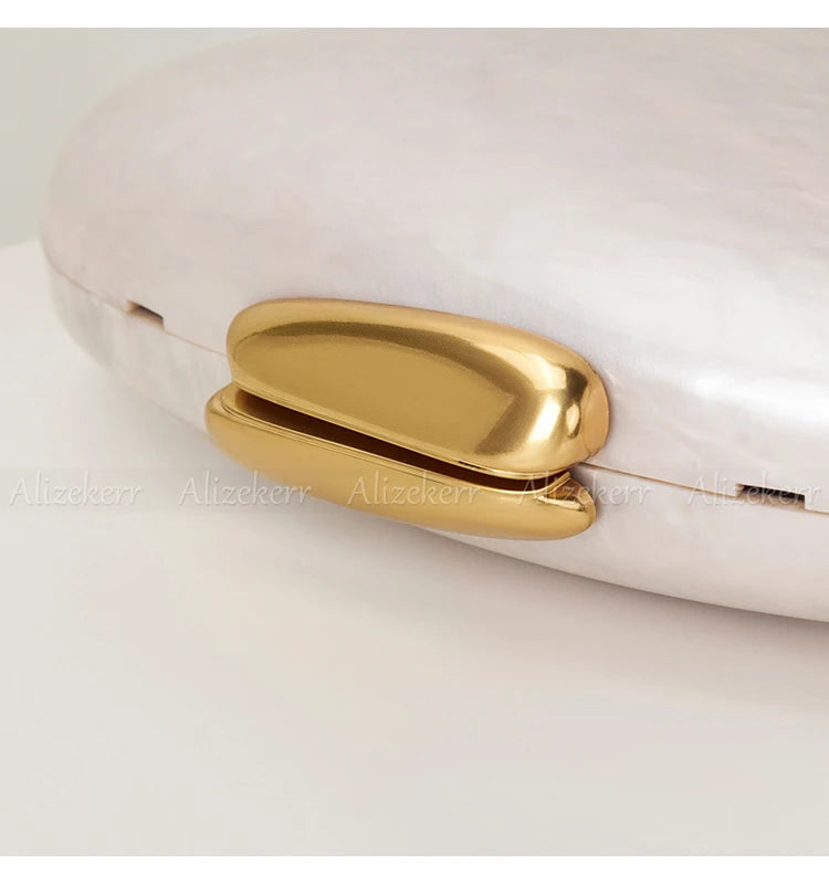 Alizekerr Oval Shaped Acrylic Evening Handbags For Wedding Party Women Boutique Elegant Clutch Purses Ladies Chain Shoulder Bags