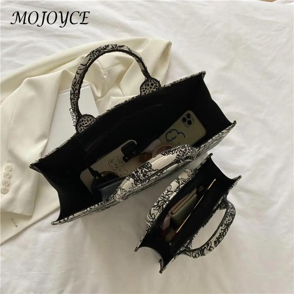 Fashion Ladies Canvas Printing Top-handle Tote Bag Female Casual Printing Creative Design Large Capacity Handbags