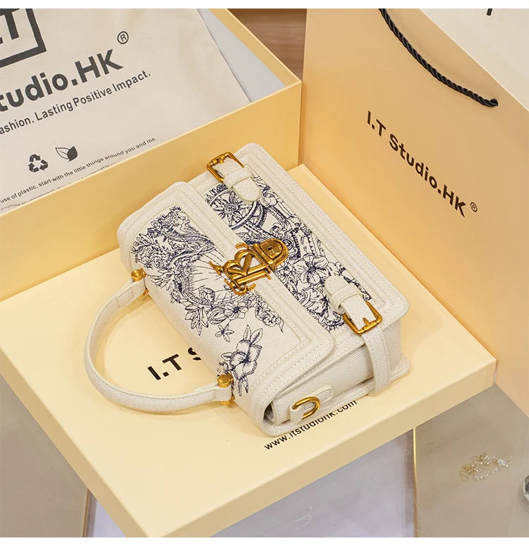 Women's handbag, handbag, women's 2024 new high-end texture summer designer single shoulder crossbody embroidered square bag