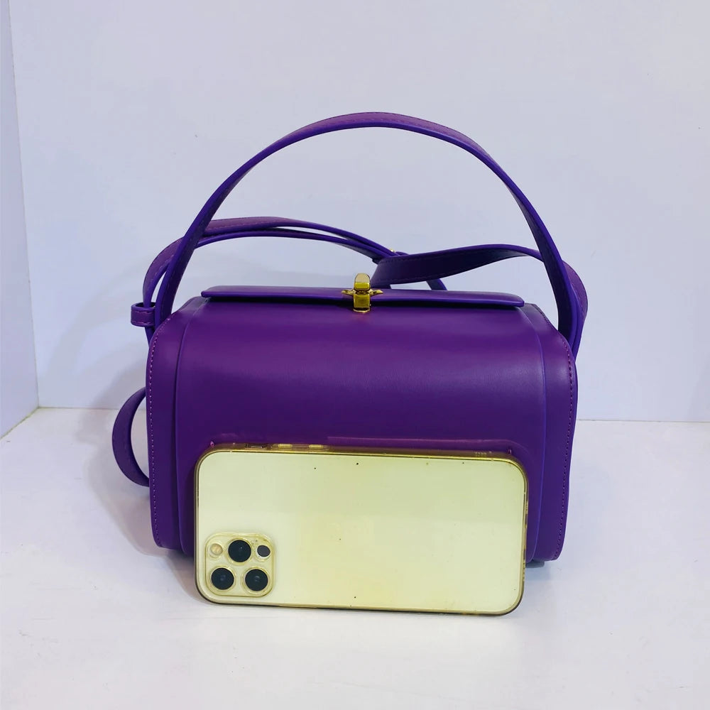 Box Small Boston Bag Luxury Designer Handbags For Women 2023 New Fashion Square Lock Decoration Shoulder Crossbody Bag Purse