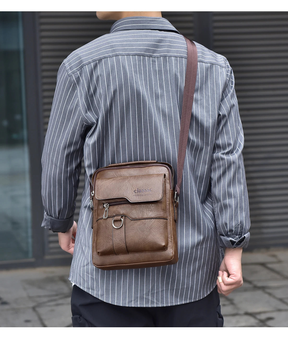 2024 New Vintage Men Crossbody Bag Leather Shoulder Bag For Men Handbags Brown Business Large Capacity Messenger Side Bags Male