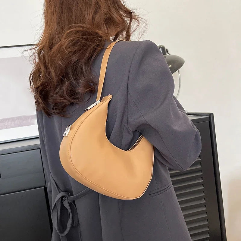 Fashion PU Leather Underarm Bags Women Clutch Handbags Single Shoulder Bag Ladies Trendy SimpleBag Female Totes