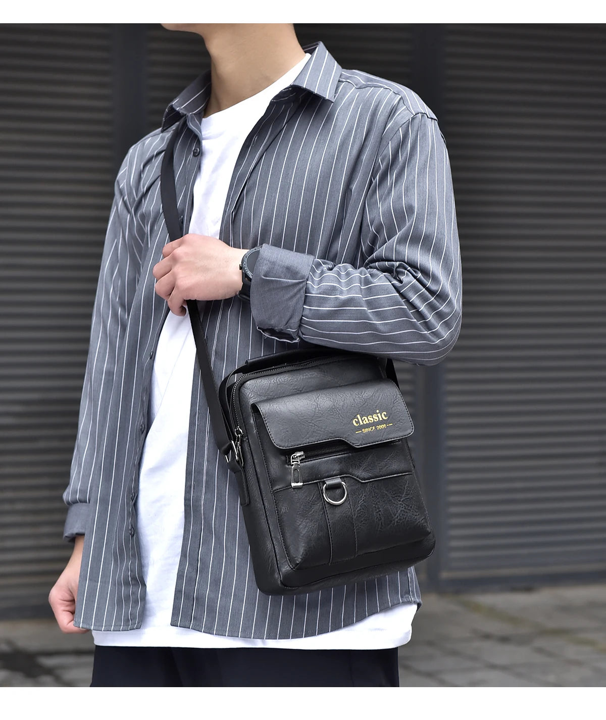 2024 New Vintage Men Crossbody Bag Leather Shoulder Bag For Men Handbags Brown Business Large Capacity Messenger Side Bags Male