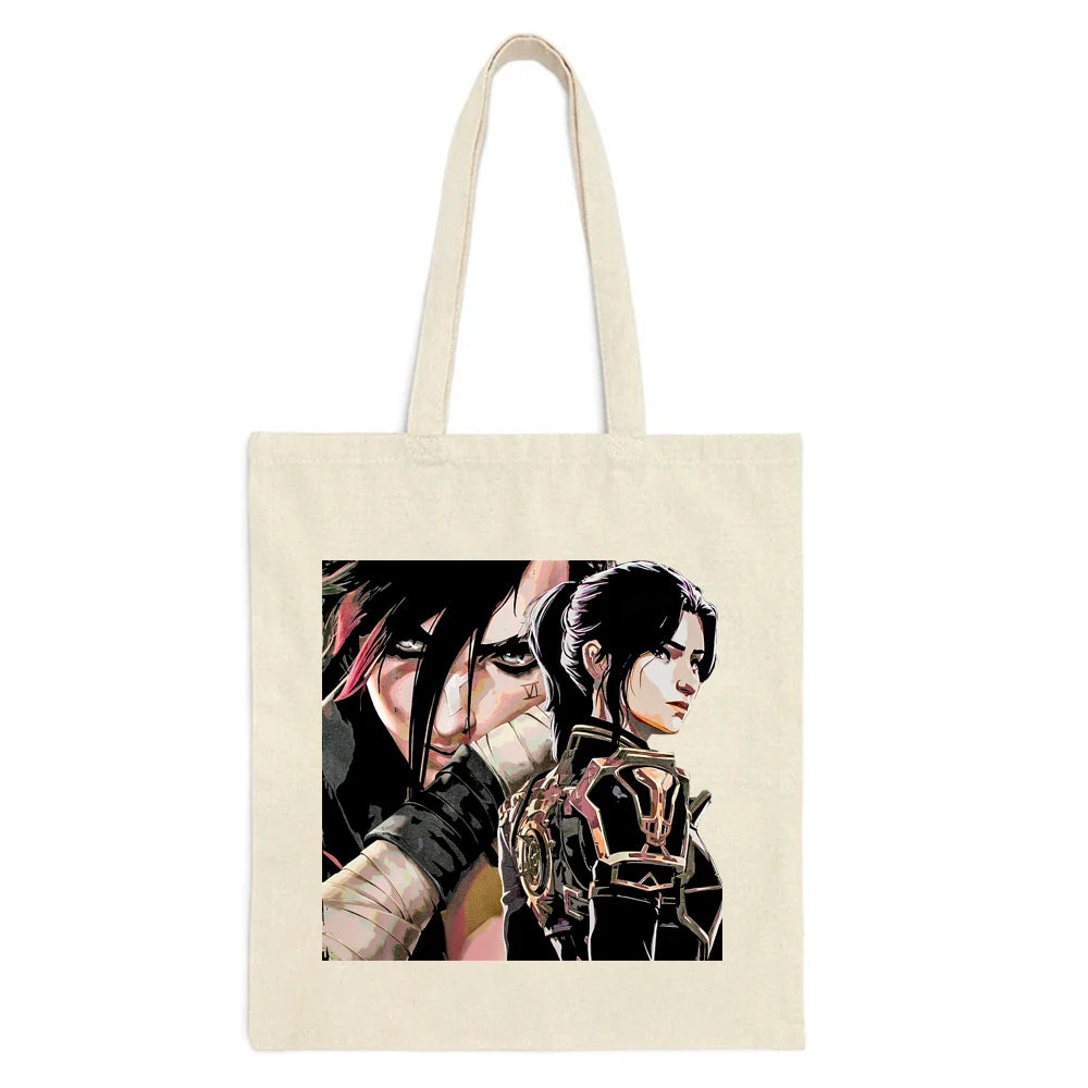 Arcane-Vi Print Graphic Tote Bag Women Men Canvas Handbags Fashion Teen Handbags