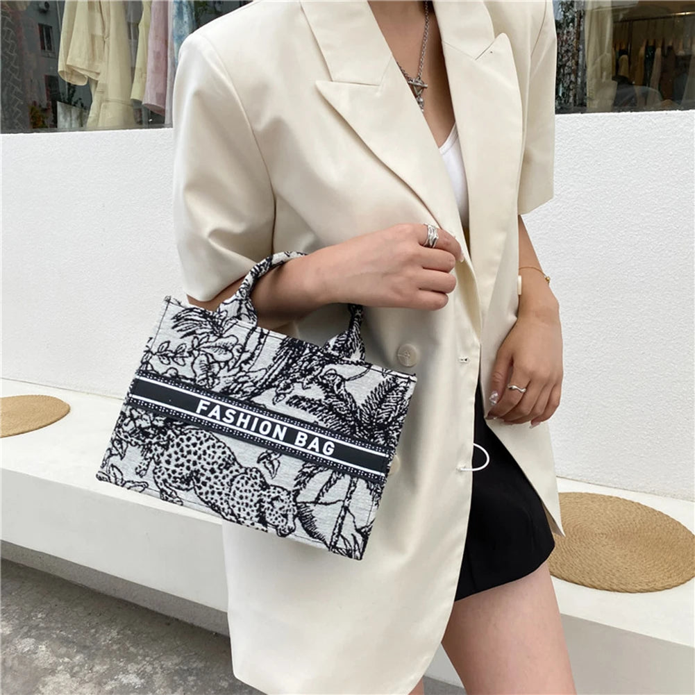 Fashion Ladies Canvas Printing Top-handle Tote Bag Female Casual Printing Creative Design Large Capacity Handbags