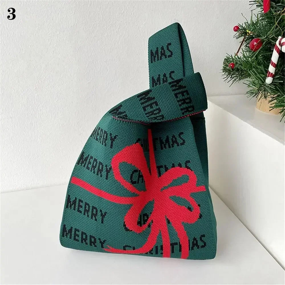 Cat Knit Handbag Fashion Knit Handmade Shopping Bags High-capacity Knot Wrist Bag Girls
