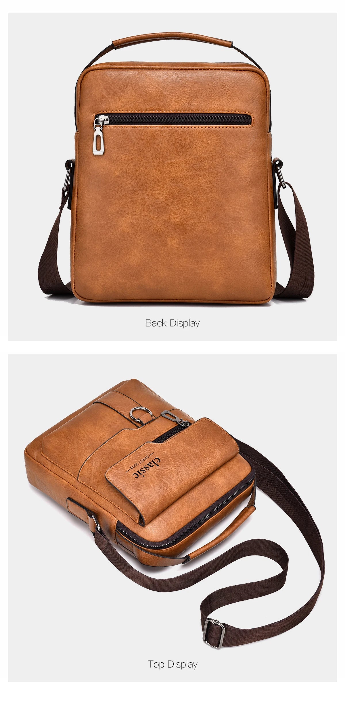 2024 New Vintage Men Crossbody Bag Leather Shoulder Bag For Men Handbags Brown Business Large Capacity Messenger Side Bags Male
