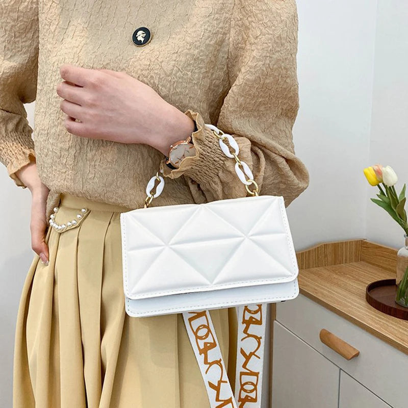Fashion Women Shoulder Bag Handbags PU Leather Flap Female Large Capacity Metal Chain Casual Crossobdy Clutch Pouch