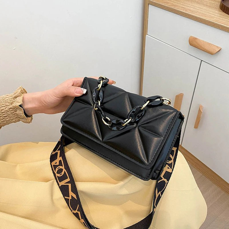 Fashion Women Shoulder Bag Handbags PU Leather Flap Female Large Capacity Metal Chain Casual Crossobdy Clutch Pouch