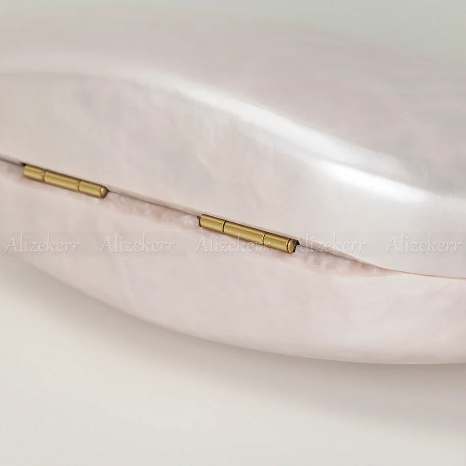 Alizekerr Oval Shaped Acrylic Evening Handbags For Wedding Party Women Boutique Elegant Clutch Purses Ladies Chain Shoulder Bags