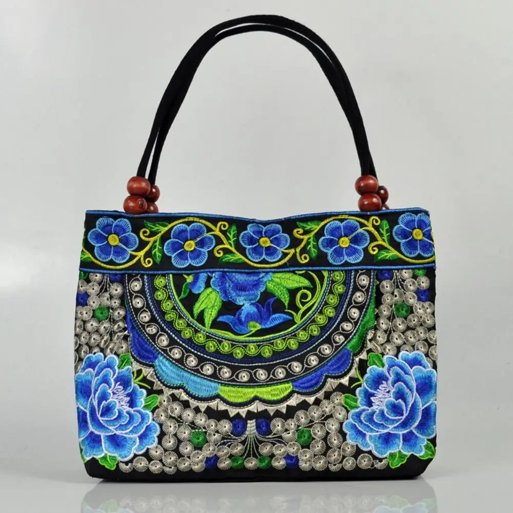 Fashion Embroidered Women's Canvas Handbags Ethnic Floral Embroidered Women's Handbags Bucket Bag