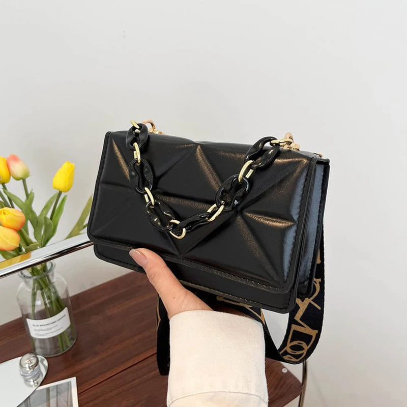 Fashion Women Shoulder Bag Handbags PU Leather Flap Female Large Capacity Metal Chain Casual Crossobdy Clutch Pouch