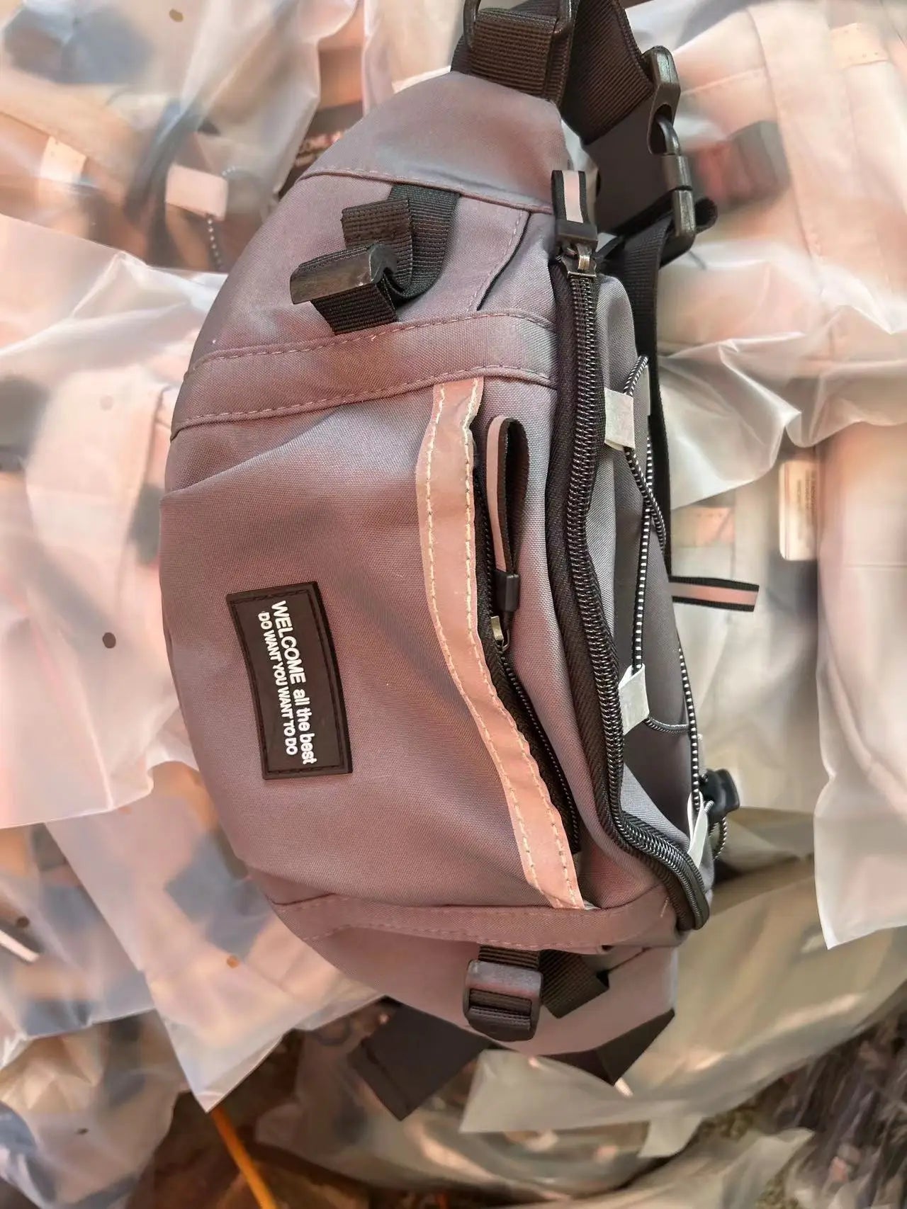 Korean Y2K Chest Bag Women and Men Purses and Handbags Reflective Stripe Waist Bag Student Crossbody Bags Sling Shoulder Bag