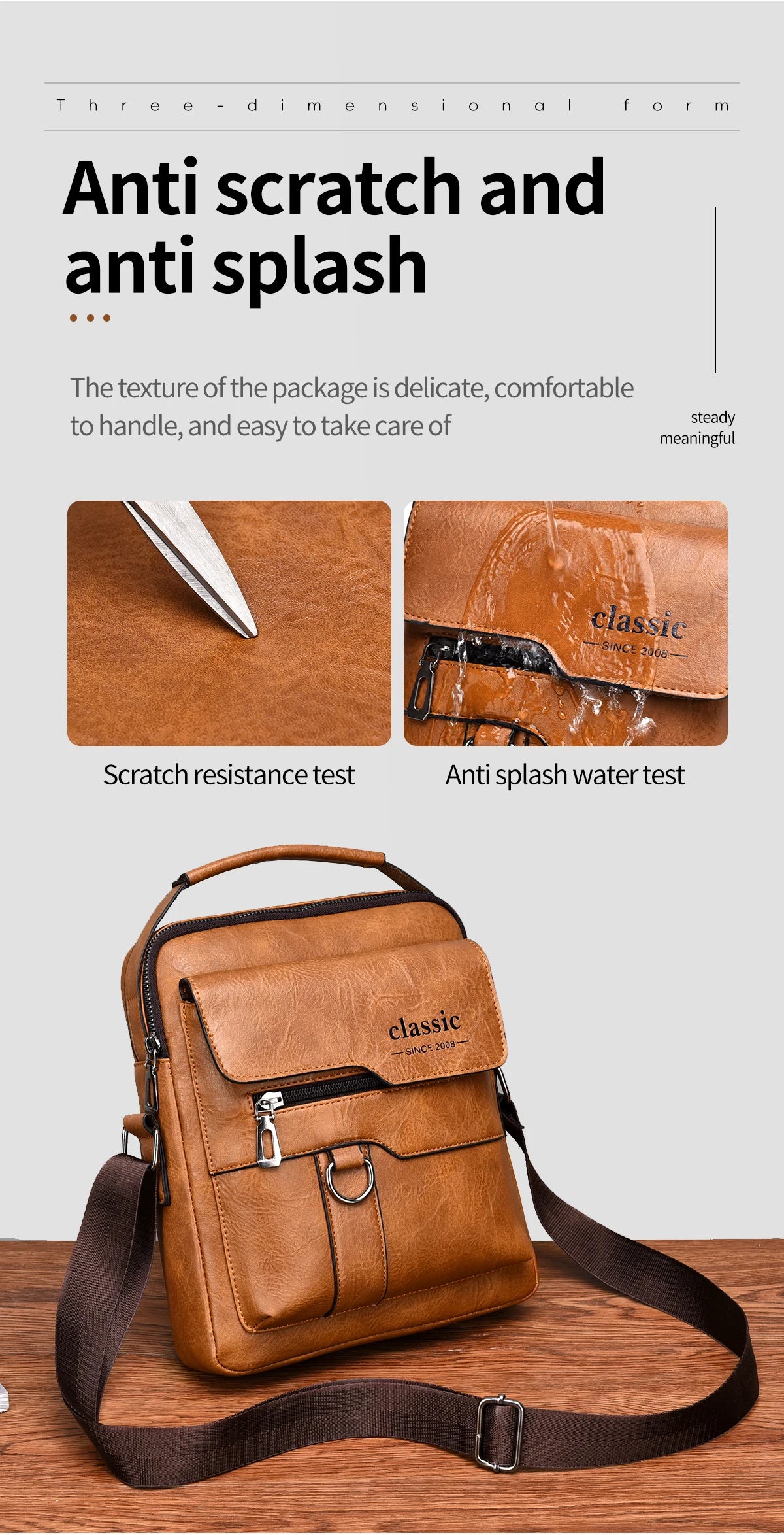 2024 New Vintage Men Crossbody Bag Leather Shoulder Bag For Men Handbags Brown Business Large Capacity Messenger Side Bags Male
