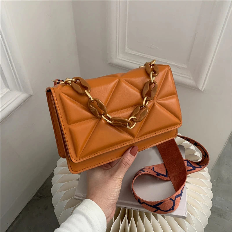 Fashion Women Shoulder Bag Handbags PU Leather Flap Female Large Capacity Metal Chain Casual Crossobdy Clutch Pouch