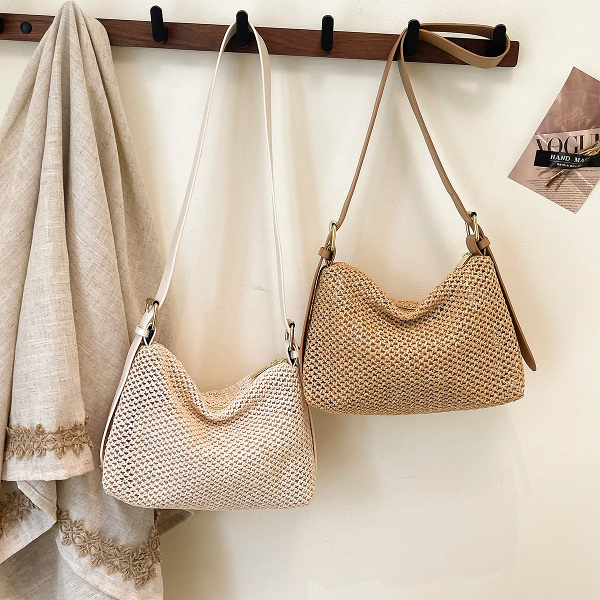 Handbags handbags for women luxury handbags for women Summer niche high sense one shoulder grass woven bag girl 2025