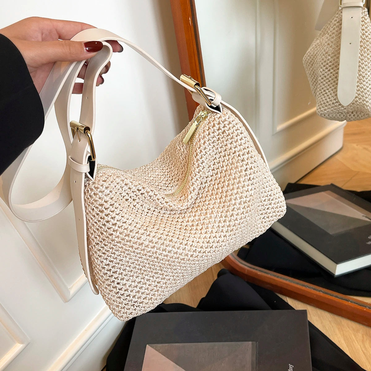 Handbags handbags for women luxury handbags for women Summer niche high sense one shoulder grass woven bag girl 2025