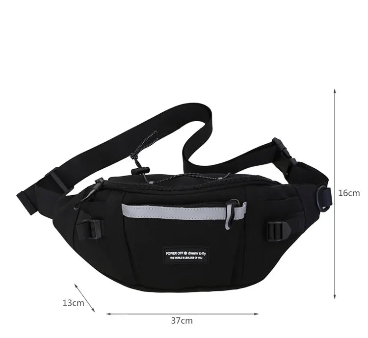 Korean Y2K Chest Bag Women and Men Purses and Handbags Reflective Stripe Waist Bag Student Crossbody Bags Sling Shoulder Bag