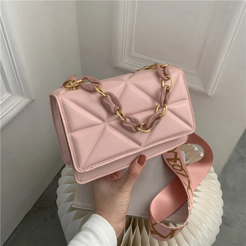 Fashion Women Shoulder Bag Handbags PU Leather Flap Female Large Capacity Metal Chain Casual Crossobdy Clutch Pouch