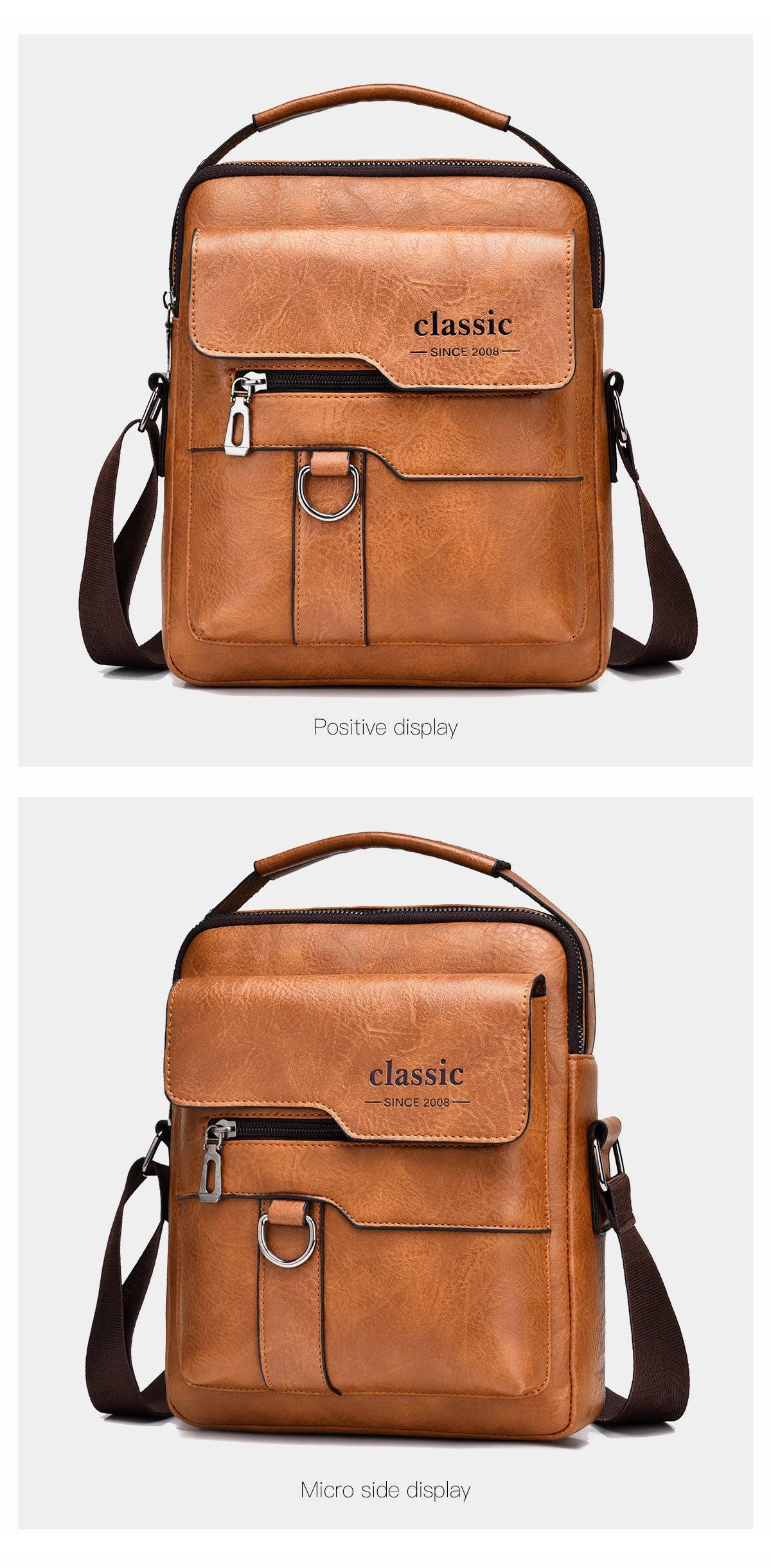 2024 New Vintage Men Crossbody Bag Leather Shoulder Bag For Men Handbags Brown Business Large Capacity Messenger Side Bags Male