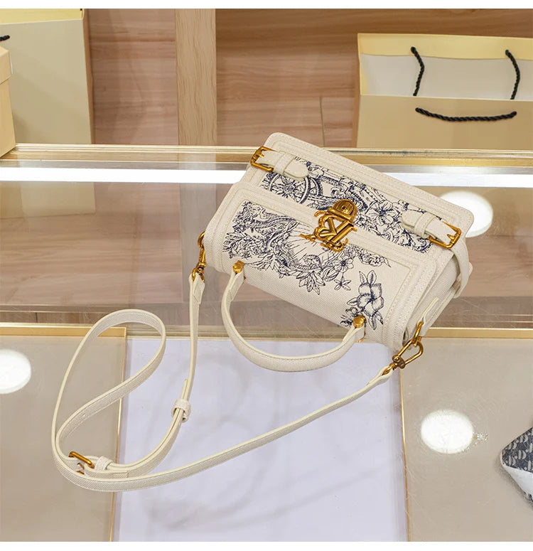 Women's handbag, handbag, women's 2024 new high-end texture summer designer single shoulder crossbody embroidered square bag