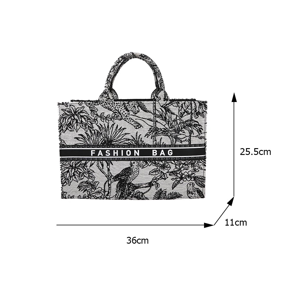 Fashion Ladies Canvas Printing Top-handle Tote Bag Female Casual Printing Creative Design Large Capacity Handbags