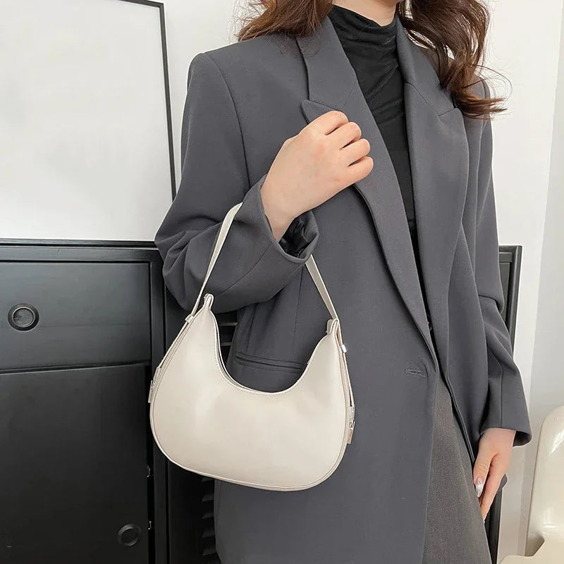 Fashion PU Leather Underarm Bags Women Clutch Handbags Single Shoulder Bag Ladies Trendy SimpleBag Female Totes