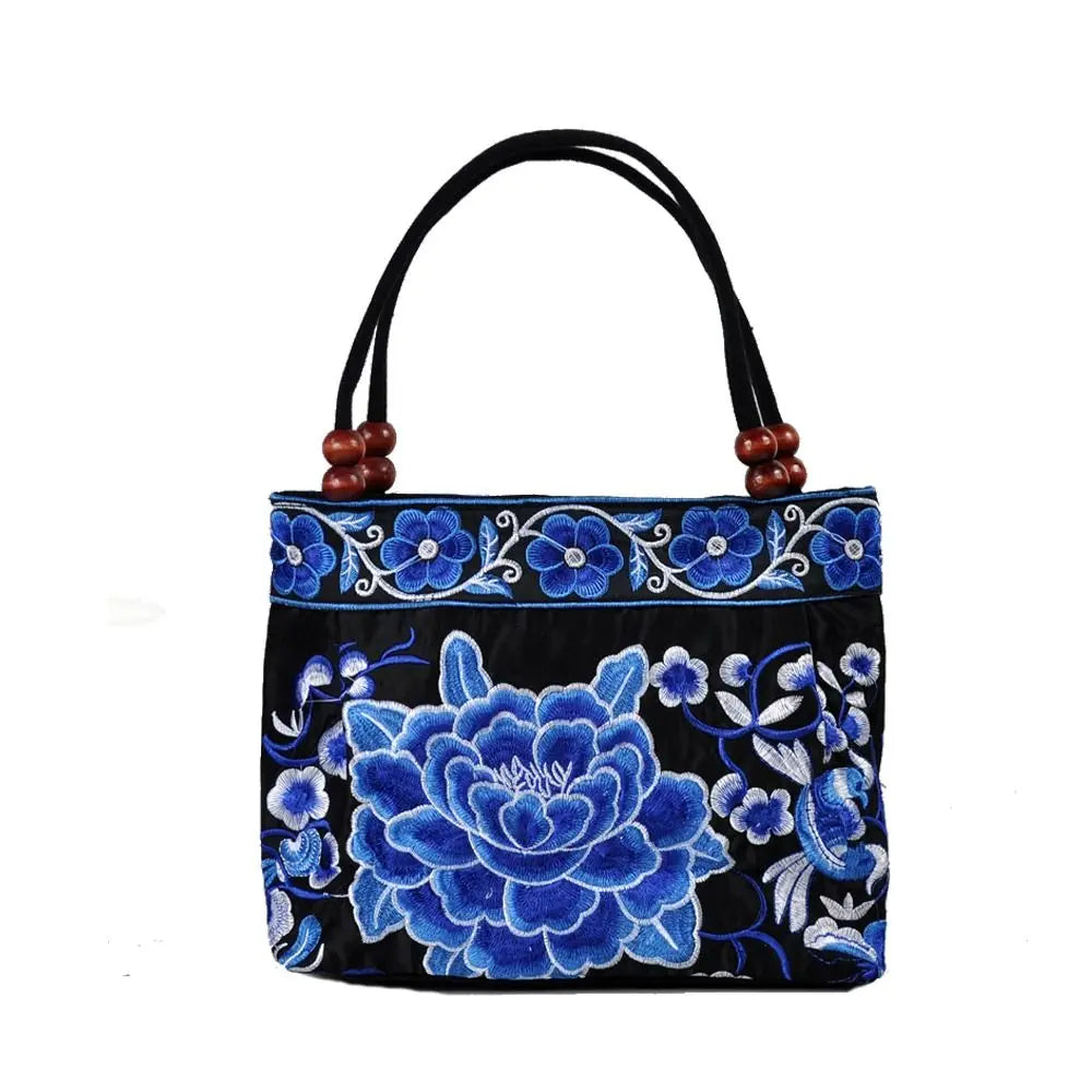 Fashion Embroidered Women's Canvas Handbags Ethnic Floral Embroidered Women's Handbags Bucket Bag