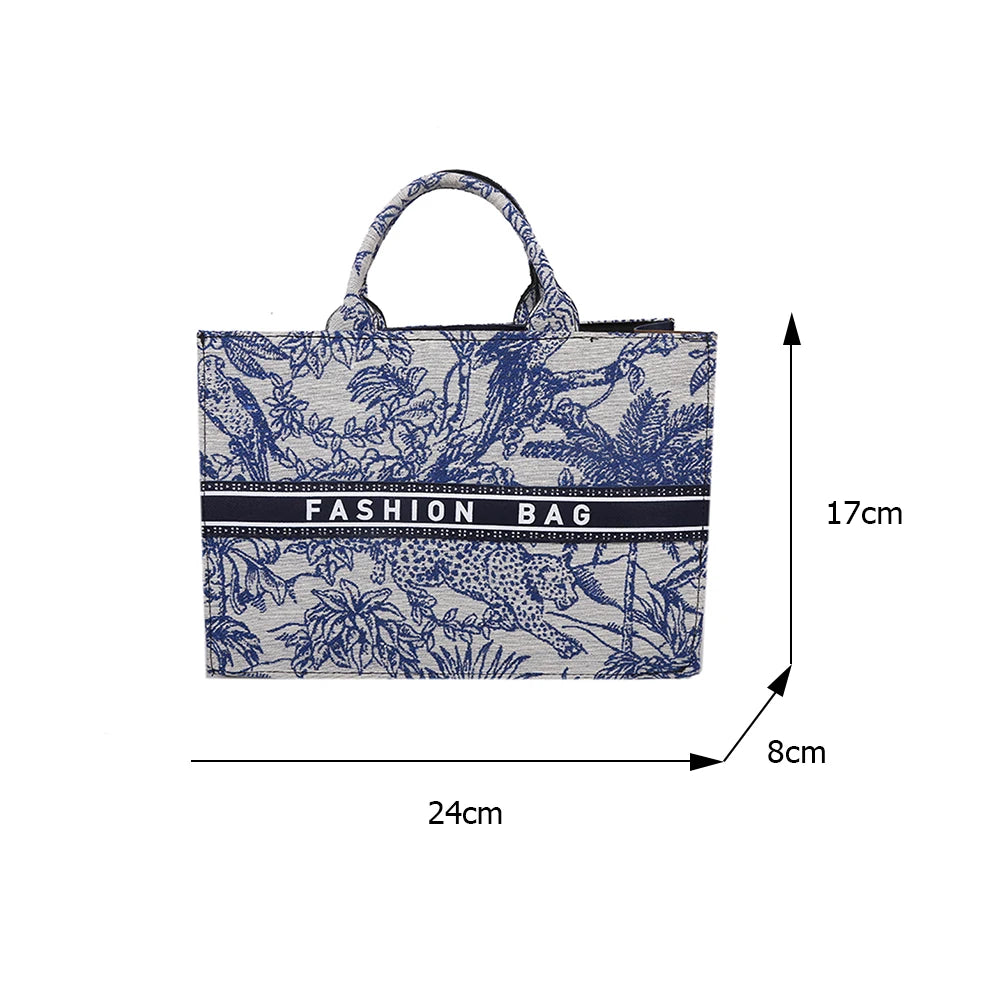Fashion Ladies Canvas Printing Top-handle Tote Bag Female Casual Printing Creative Design Large Capacity Handbags