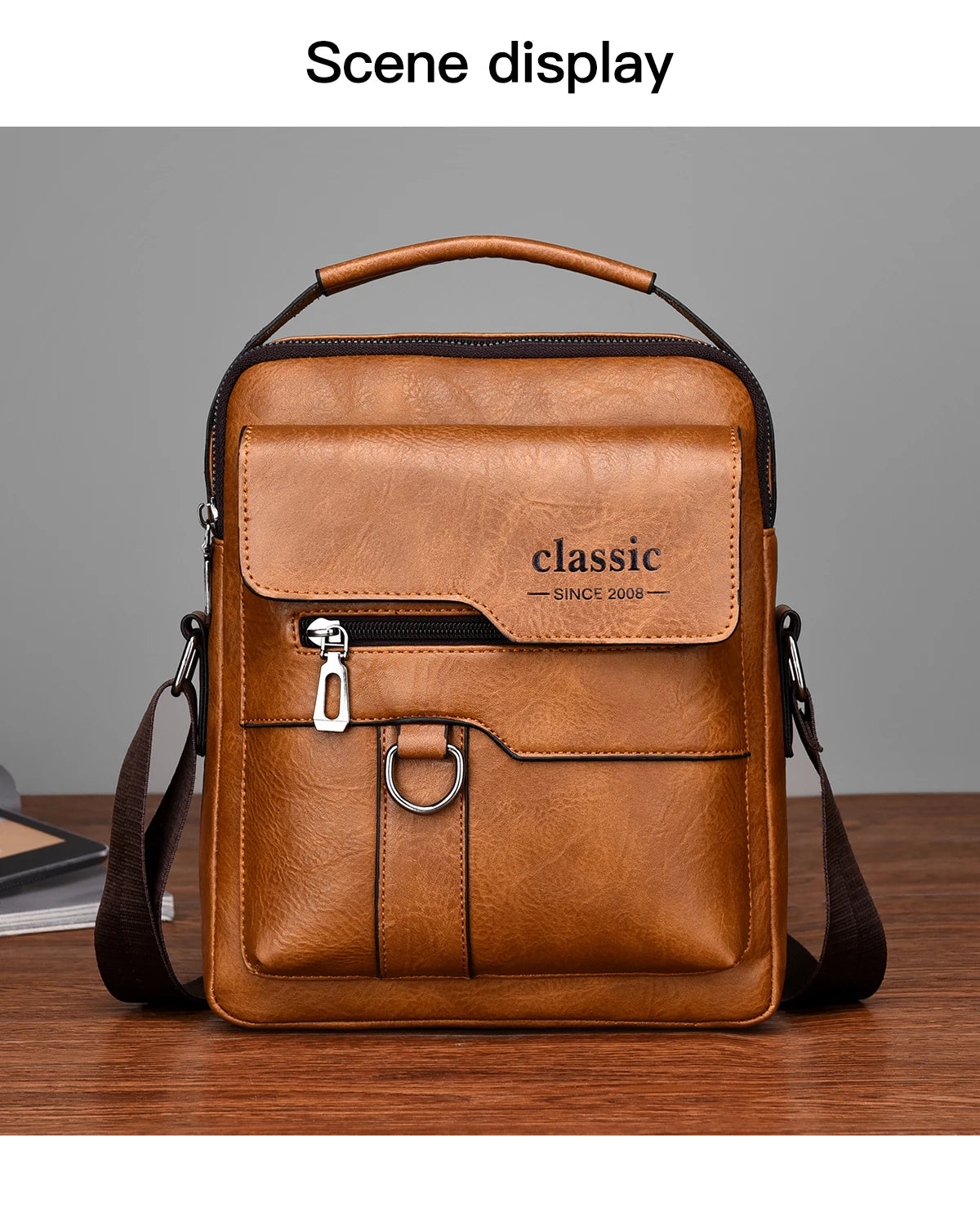 2024 New Vintage Men Crossbody Bag Leather Shoulder Bag For Men Handbags Brown Business Large Capacity Messenger Side Bags Male