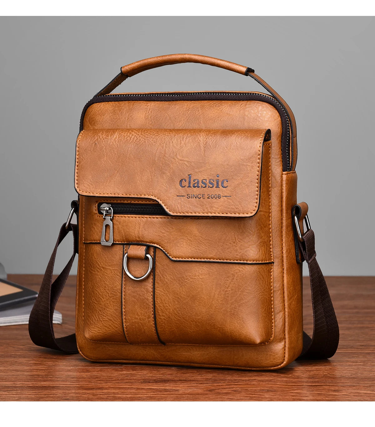 2024 New Vintage Men Crossbody Bag Leather Shoulder Bag For Men Handbags Brown Business Large Capacity Messenger Side Bags Male