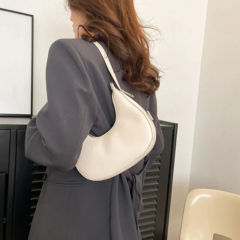 Fashion PU Leather Underarm Bags Women Clutch Handbags Single Shoulder Bag Ladies Trendy SimpleBag Female Totes