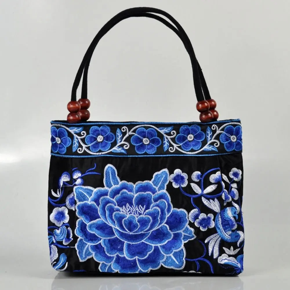 Fashion Embroidered Women's Canvas Handbags Ethnic Floral Embroidered Women's Handbags Bucket Bag