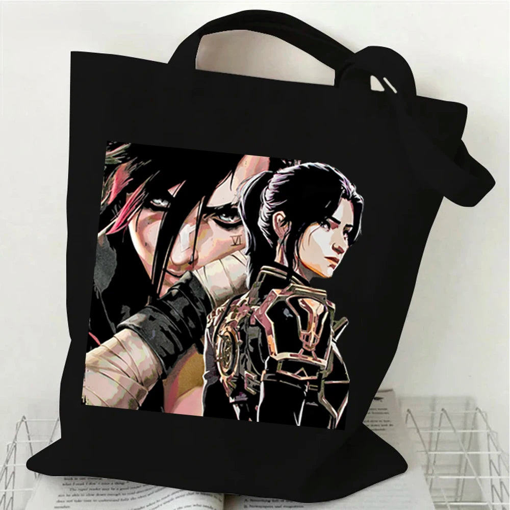 Arcane-Vi Print Graphic Tote Bag Women Men Canvas Handbags Fashion Teen Handbags