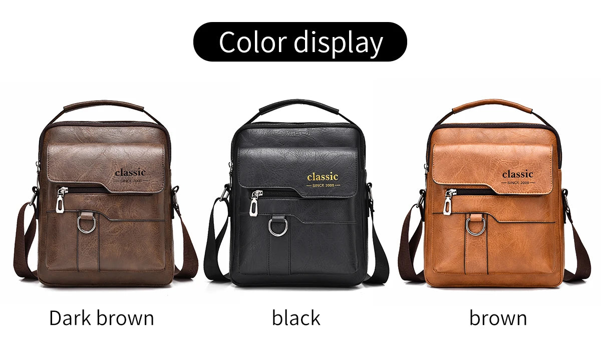 2024 New Vintage Men Crossbody Bag Leather Shoulder Bag For Men Handbags Brown Business Large Capacity Messenger Side Bags Male